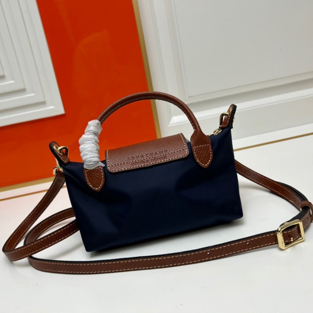 NWT Longchamp Navy Blue and Brown Crossbody Bag - Picture 3 of 9